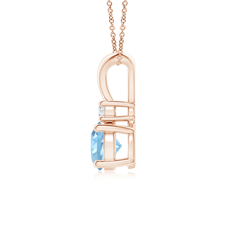 6mm AAAA Round Aquamarine Solitaire V-Bale Pendant with Diamond in Rose Gold side 199
