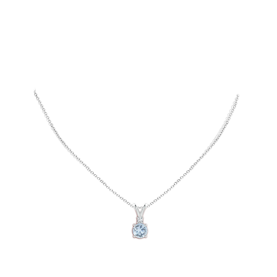 8mm A Round Aquamarine Solitaire V-Bale Pendant with Diamond in S999 Silver pen