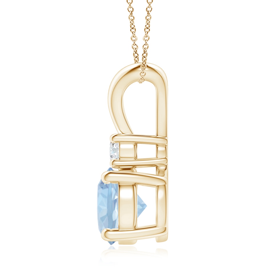 8mm AA Round Aquamarine Solitaire V-Bale Pendant with Diamond in Yellow Gold side 199