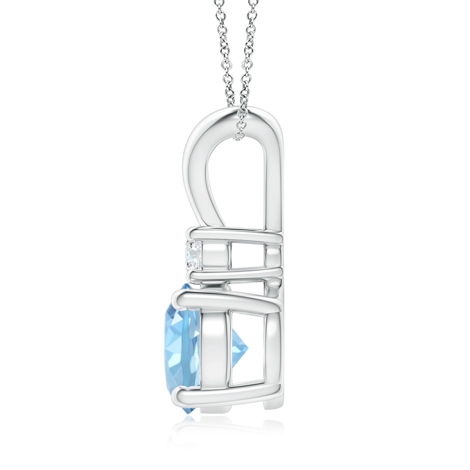 8mm AAAA Round Aquamarine Solitaire V-Bale Pendant with Diamond in White Gold side 199