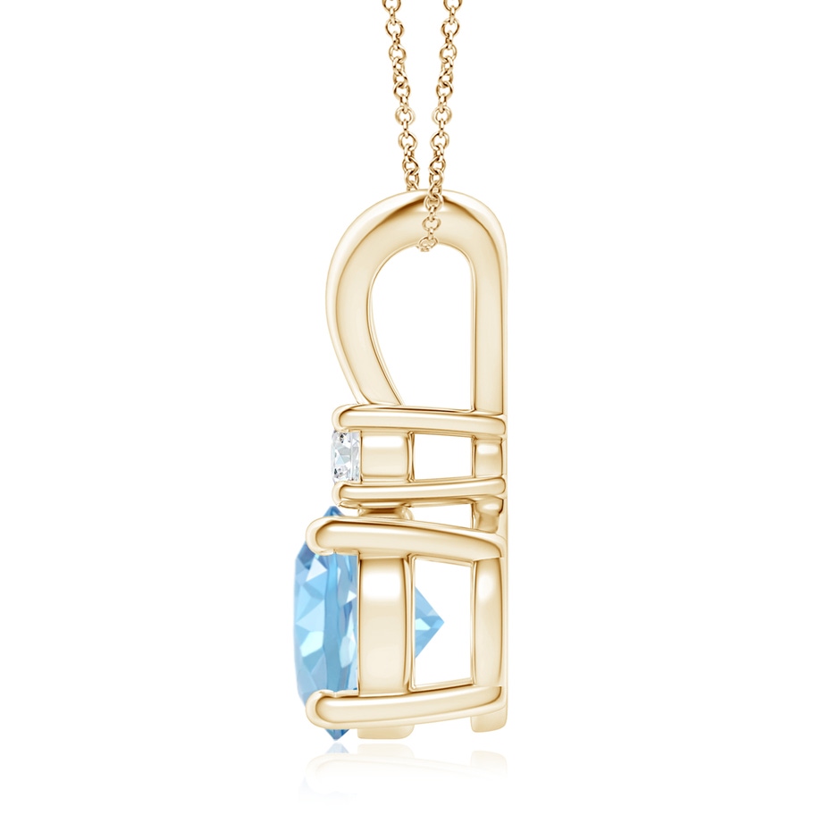 8mm AAAA Round Aquamarine Solitaire V-Bale Pendant with Diamond in Yellow Gold side 199