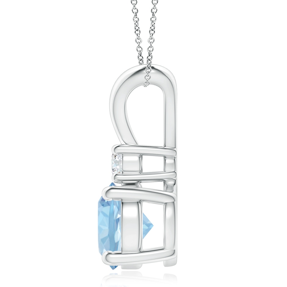 9mm AAA Round Aquamarine Solitaire V-Bale Pendant with Diamond in White Gold side 199