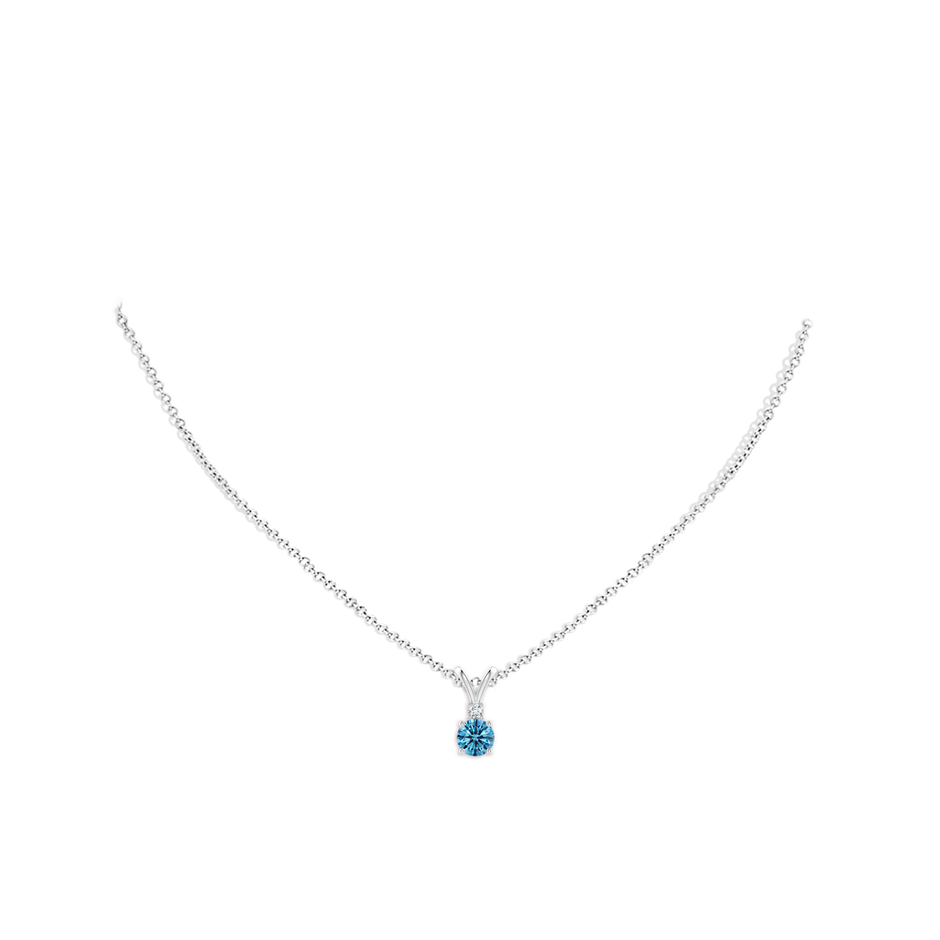 6.2mm AAAA Round Fancy Intense Blue Diamond V-Bale Pendant in White Gold pen