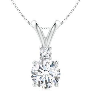 10.1mm GVS2 Round Diamond Solitaire V-Bale Pendant with Diamond Accent in S999 Silver