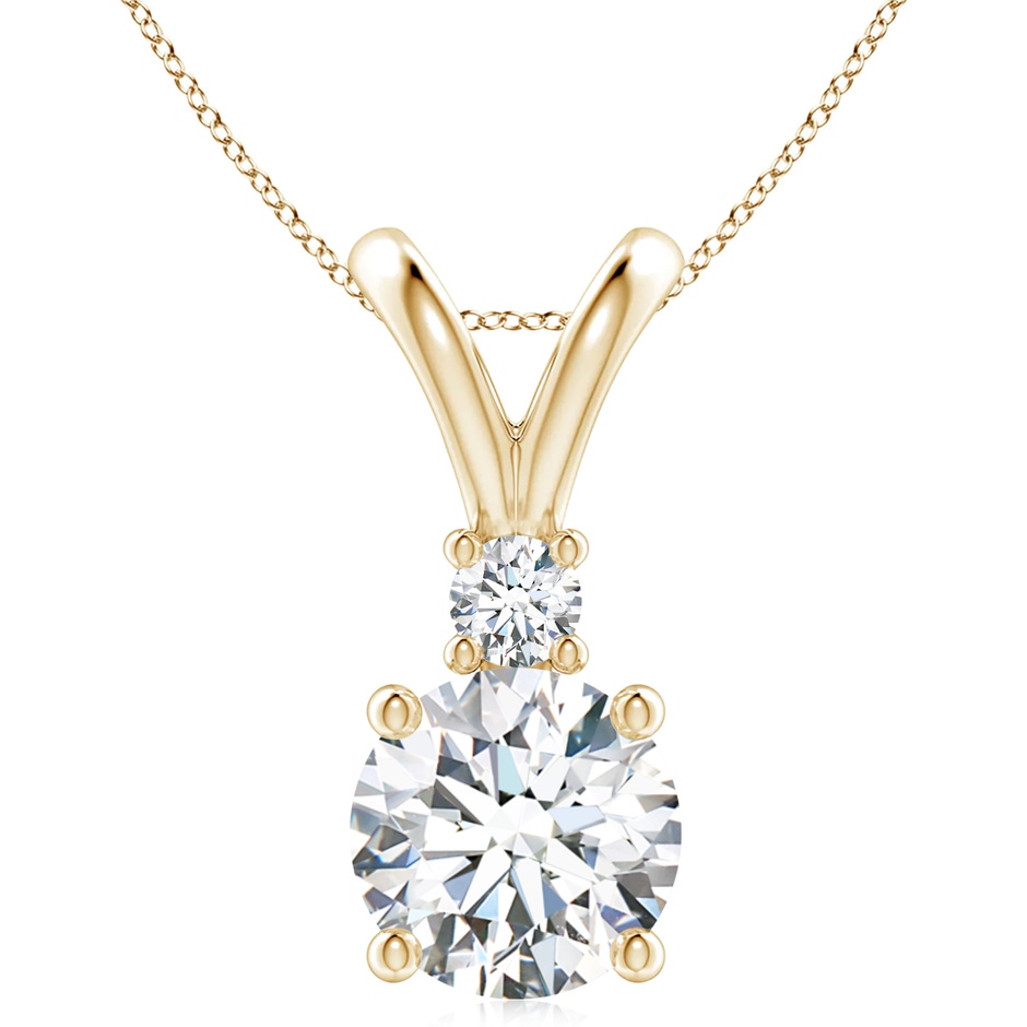 10.1mm GVS2 Round Diamond Solitaire V-Bale Pendant with Diamond Accent in Yellow Gold 