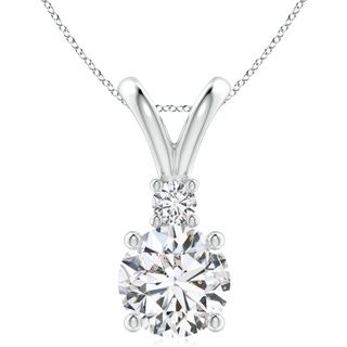 10.1mm HSI2 Round Diamond Solitaire V-Bale Pendant with Diamond Accent in P950 Platinum