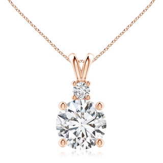 10.1mm HSI2 Round Diamond Solitaire V-Bale Pendant with Diamond Accent in Rose Gold