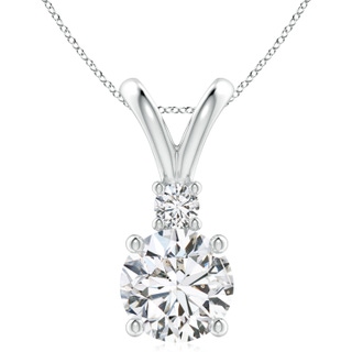 10.1mm HSI2 Round Diamond Solitaire V-Bale Pendant with Diamond Accent in S999 Silver