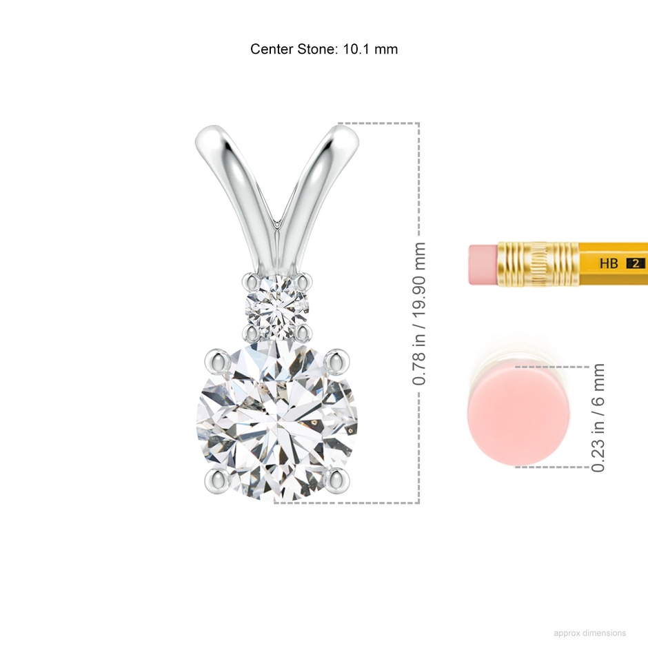 10.1mm HSI2 Round Diamond Solitaire V-Bale Pendant with Diamond Accent in White Gold ruler