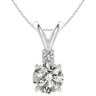 10.1mm KI3 Round Diamond Solitaire V-Bale Pendant with Diamond Accent in P950 Platinum