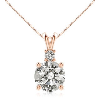 10.1mm KI3 Round Diamond Solitaire V-Bale Pendant with Diamond Accent in Rose Gold