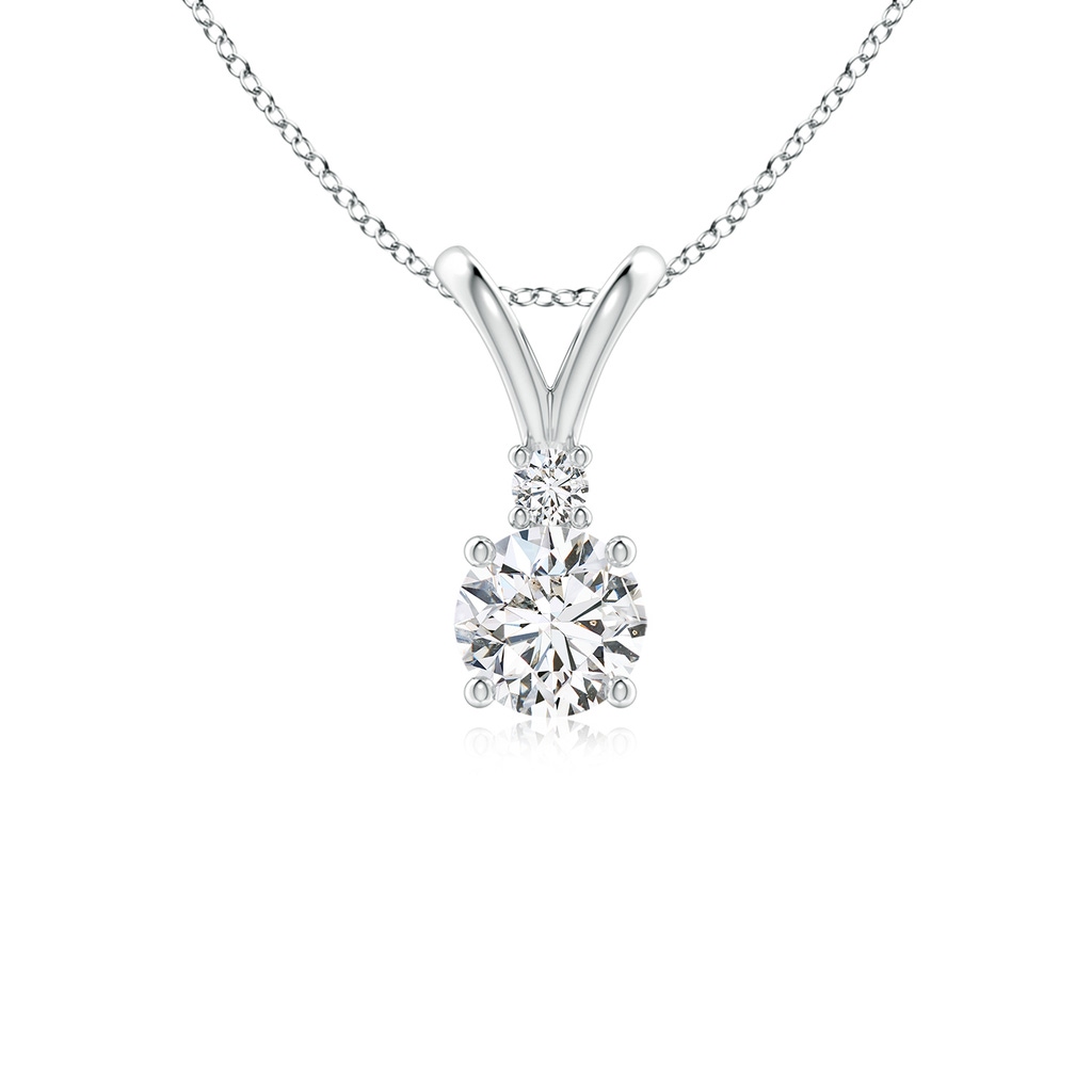 5mm HSI2 Round Diamond Solitaire V-Bale Pendant with Diamond Accent in White Gold
