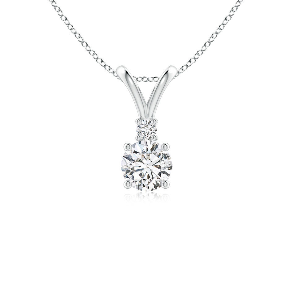 5mm HSI2 Round Diamond Solitaire V-Bale Pendant with Diamond Accent in White Gold 