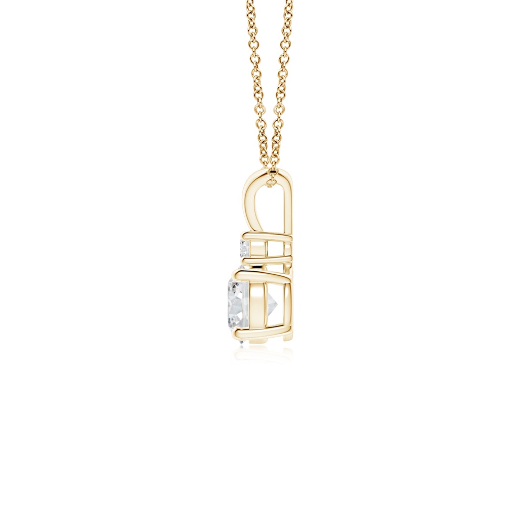 5mm HSI2 Round Diamond Solitaire V-Bale Pendant with Diamond Accent in Yellow Gold Side 199