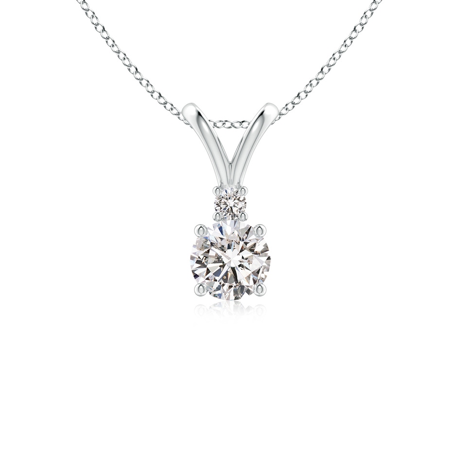 5mm IJI1I2 Round Diamond Solitaire V-Bale Pendant with Diamond Accent in S999 Silver 