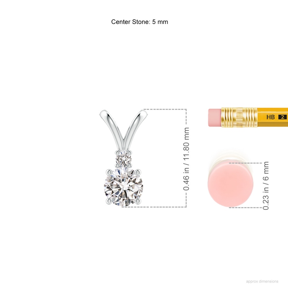 5mm IJI1I2 Round Diamond Solitaire V-Bale Pendant with Diamond Accent in S999 Silver ruler