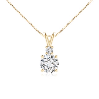 6.2mm HSI2 Round Diamond Solitaire V-Bale Pendant with Diamond Accent in Yellow Gold