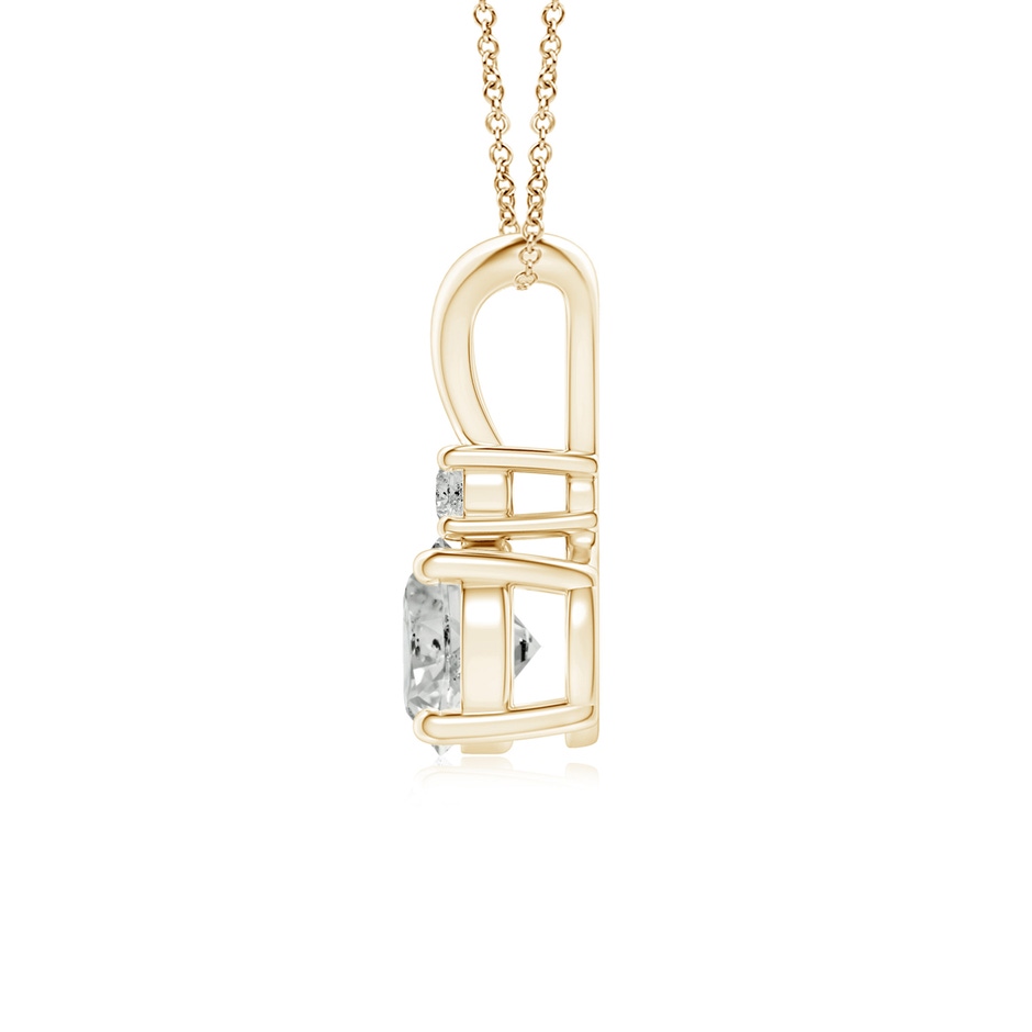 6.2mm KI3 Round Diamond Solitaire V-Bale Pendant with Diamond Accent in Yellow Gold side 199