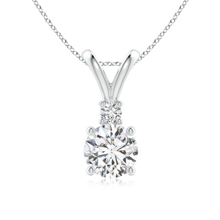 7mm HSI2 Round Diamond Solitaire V-Bale Pendant with Diamond Accent in P950 Platinum