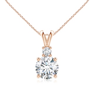 8mm GVS2 Round Diamond Solitaire V-Bale Pendant with Diamond Accent in Rose Gold