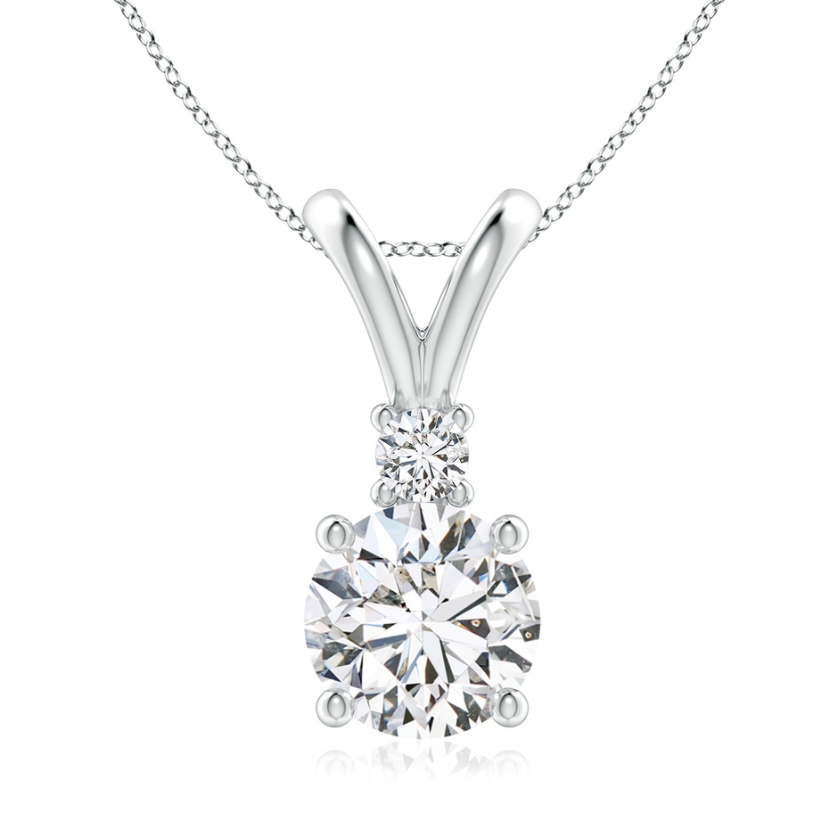 8mm HSI2 Round Diamond Solitaire V-Bale Pendant with Diamond Accent in White Gold 
