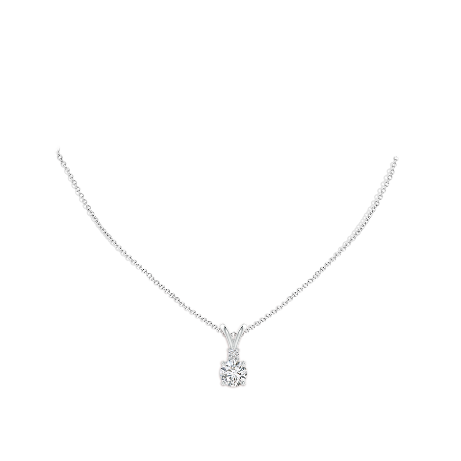 8mm HSI2 Round Diamond Solitaire V-Bale Pendant with Diamond Accent in White Gold pen