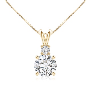 8mm HSI2 Round Diamond Solitaire V-Bale Pendant with Diamond Accent in Yellow Gold