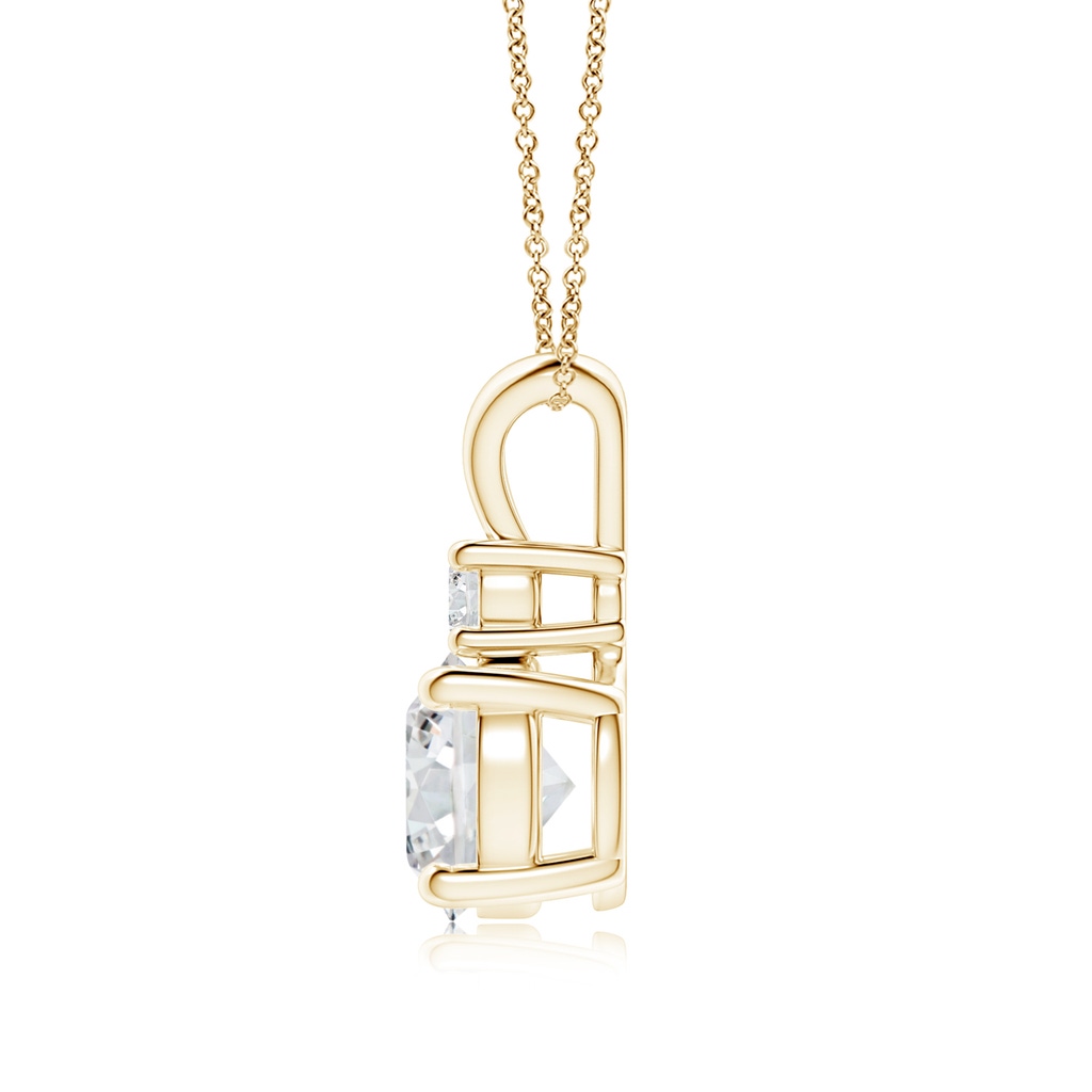 8mm HSI2 Round Diamond Solitaire V-Bale Pendant with Diamond Accent in Yellow Gold Side 199