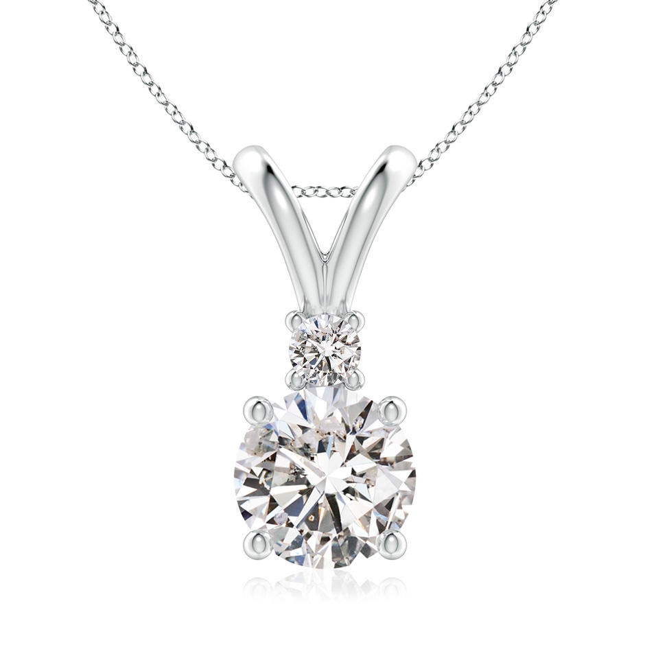 8mm IJI1I2 Round Diamond Solitaire V-Bale Pendant with Diamond Accent in P950 Platinum 