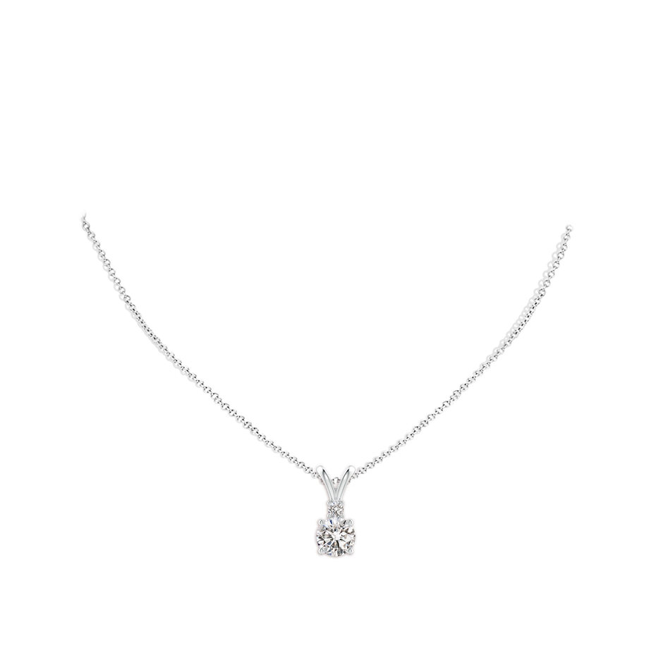8mm IJI1I2 Round Diamond Solitaire V-Bale Pendant with Diamond Accent in P950 Platinum pen