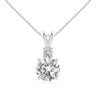 8mm IJI1I2 Round Diamond Solitaire V-Bale Pendant with Diamond Accent in S999 Silver