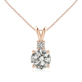 8mm KI3 Round Diamond Solitaire V-Bale Pendant with Diamond Accent in Rose Gold