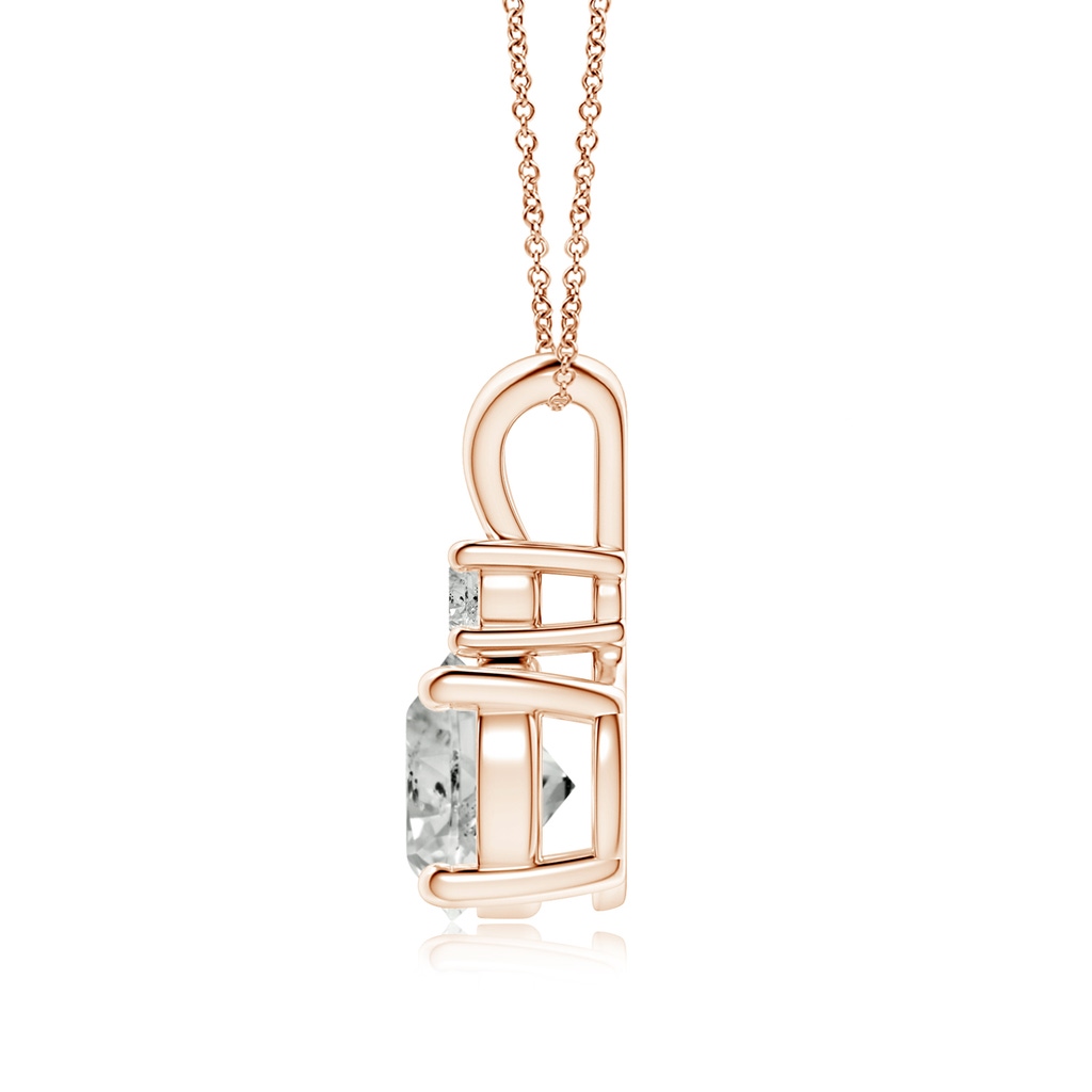 8mm KI3 Round Diamond Solitaire V-Bale Pendant with Diamond Accent in Rose Gold Side 199