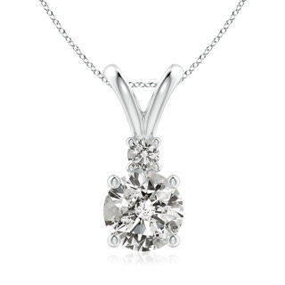 8mm KI3 Round Diamond Solitaire V-Bale Pendant with Diamond Accent in S999 Silver