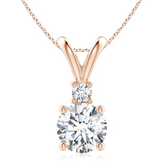 9.2mm GVS2 Round Diamond Solitaire V-Bale Pendant with Diamond Accent in Rose Gold