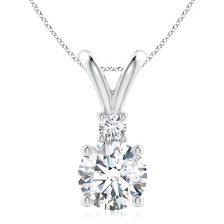 9.2mm GVS2 Round Diamond Solitaire V-Bale Pendant with Diamond Accent in S999 Silver