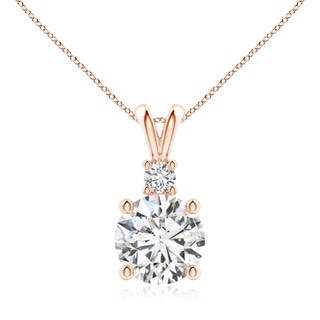 9.2mm HSI2 Round Diamond Solitaire V-Bale Pendant with Diamond Accent in 9K Rose Gold