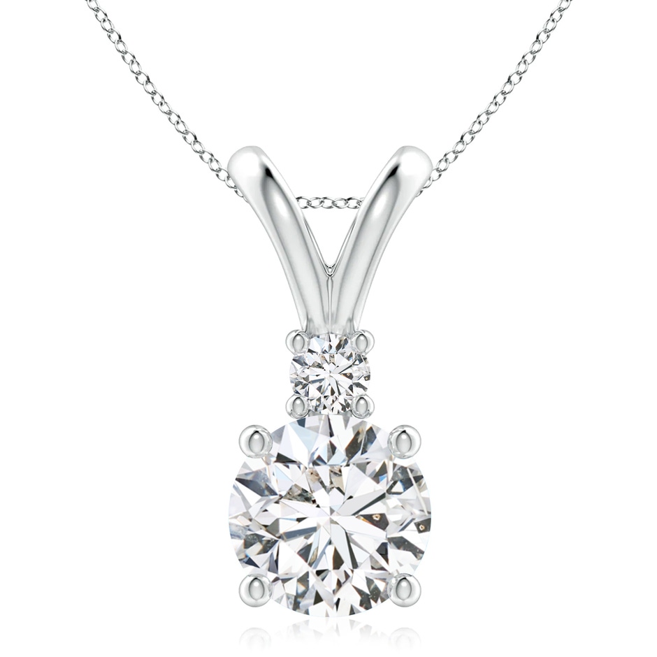 9.2mm HSI2 Round Diamond Solitaire V-Bale Pendant with Diamond Accent in P950 Platinum 