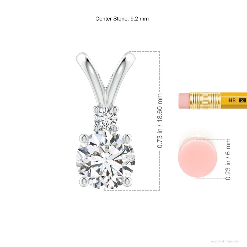 9.2mm HSI2 Round Diamond Solitaire V-Bale Pendant with Diamond Accent in P950 Platinum ruler