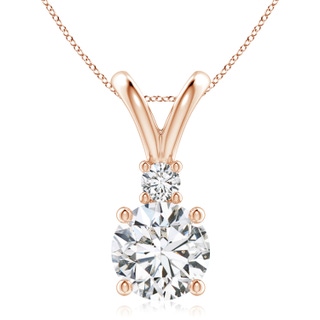 9.2mm HSI2 Round Diamond Solitaire V-Bale Pendant with Diamond Accent in Rose Gold