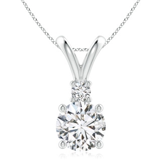 9.2mm HSI2 Round Diamond Solitaire V-Bale Pendant with Diamond Accent in S999 Silver