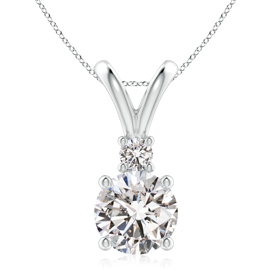 9.2mm IJI1I2 Round Diamond Solitaire V-Bale Pendant with Diamond Accent in P950 Platinum 
