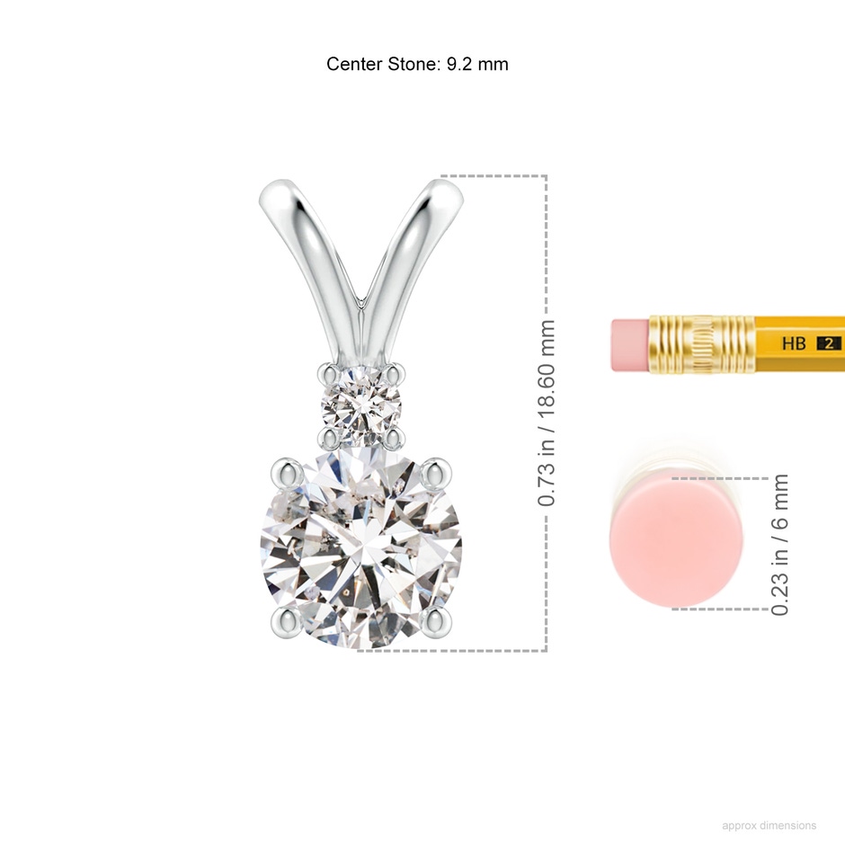 9.2mm IJI1I2 Round Diamond Solitaire V-Bale Pendant with Diamond Accent in P950 Platinum ruler