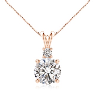 9.2mm IJI1I2 Round Diamond Solitaire V-Bale Pendant with Diamond Accent in Rose Gold