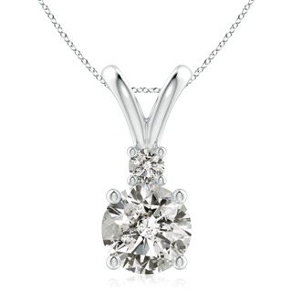 9.2mm KI3 Round Diamond Solitaire V-Bale Pendant with Diamond Accent in S999 Silver