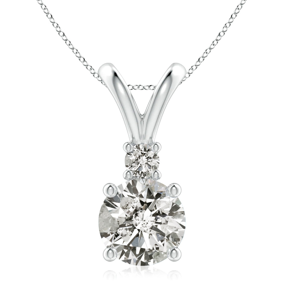 9.2mm KI3 Round Diamond Solitaire V-Bale Pendant with Diamond Accent in S999 Silver 