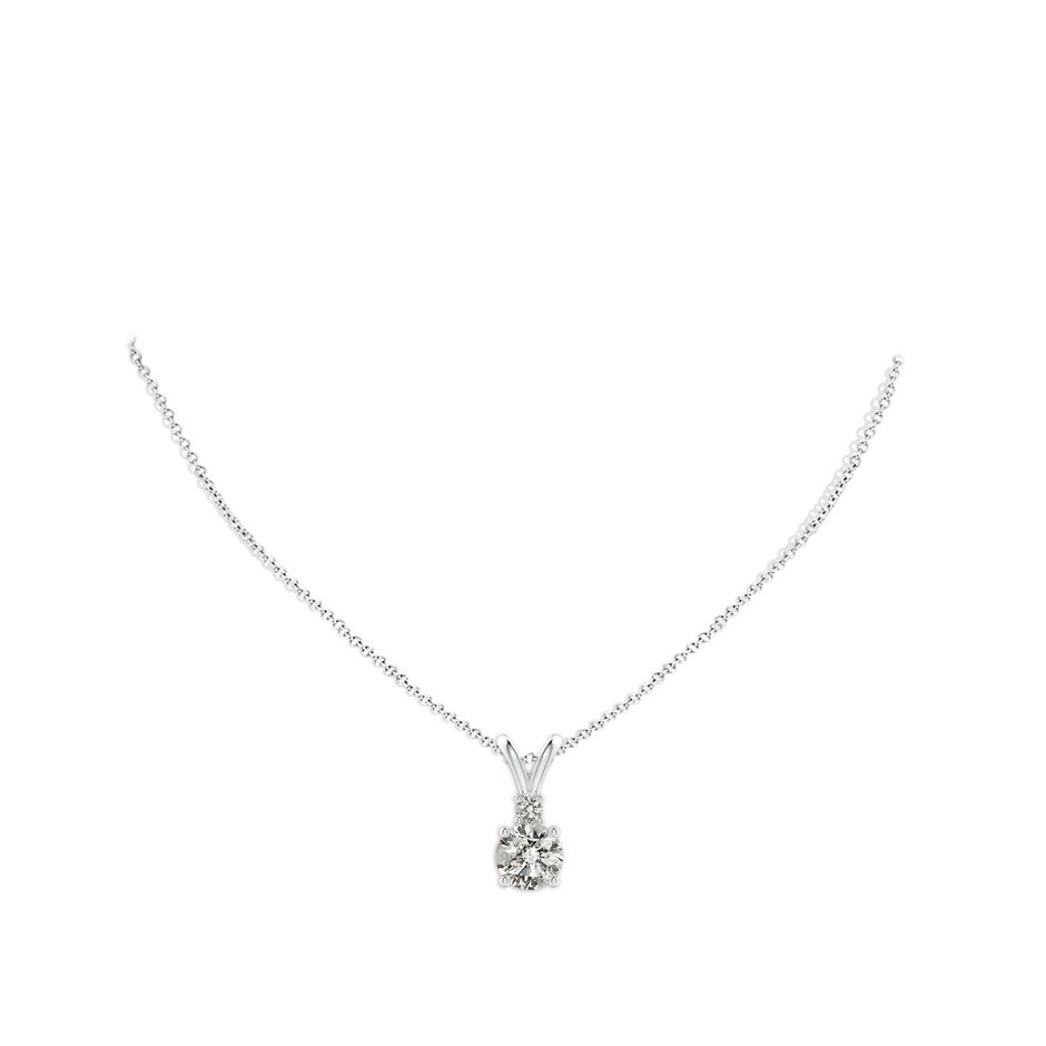 9.2mm KI3 Round Diamond Solitaire V-Bale Pendant with Diamond Accent in S999 Silver pen