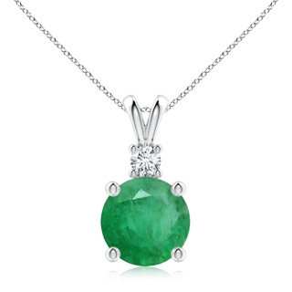 10mm A Round Emerald Solitaire V-Bale Pendant with Diamond in P950 Platinum