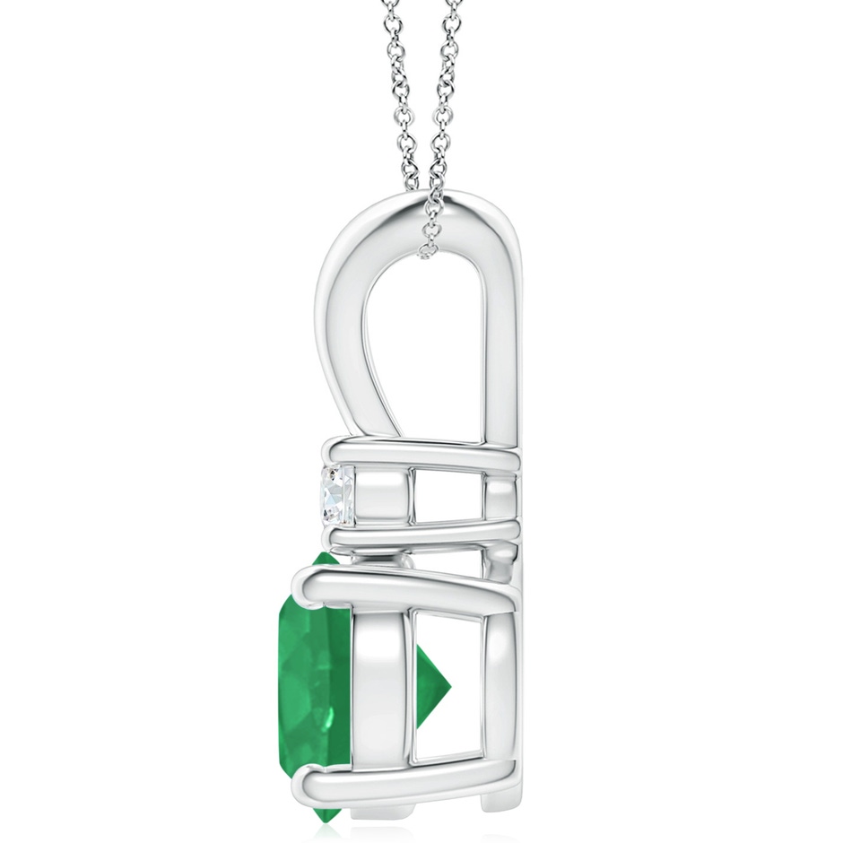 10mm A Round Emerald Solitaire V-Bale Pendant with Diamond in White Gold side 199