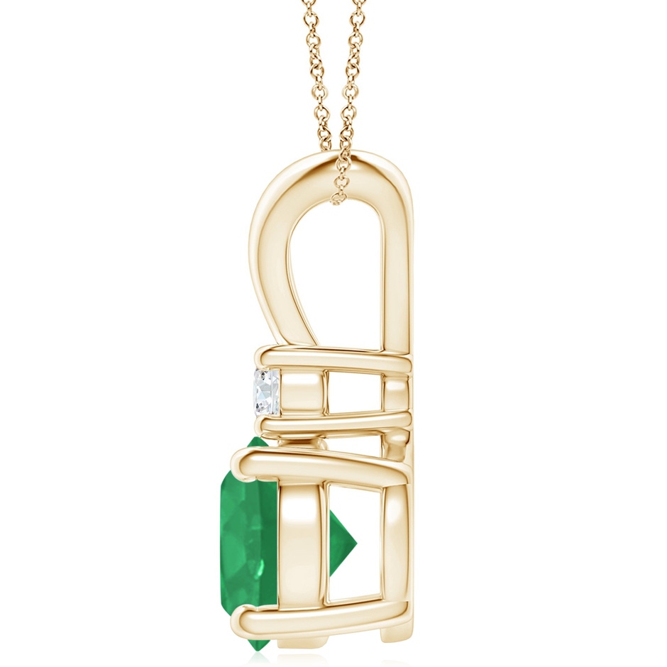 10mm A Round Emerald Solitaire V-Bale Pendant with Diamond in Yellow Gold side 199